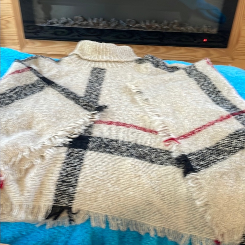 Plaid Turtleneck Poncho